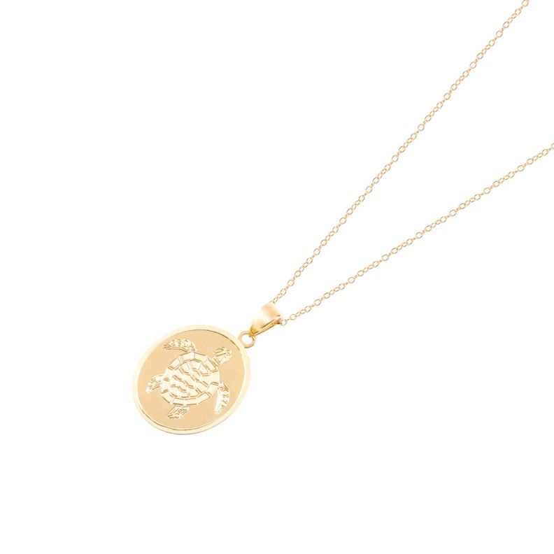 Collar de Oro 18kt Medalla Tortuga-0