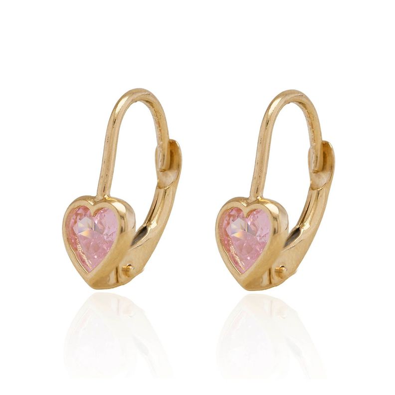 Aros Oro Amarillo 18kt Corazón de Rosa de Francia-0