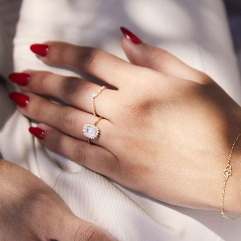 Anillo Compromiso de Oro 18Kt Cintillo Corona Circonitas-3