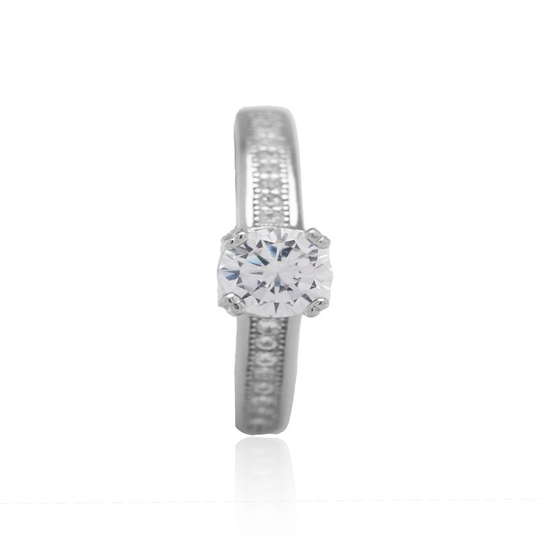 Anillo de Plata Esterlina 925 Riel Circon Clasico-0
