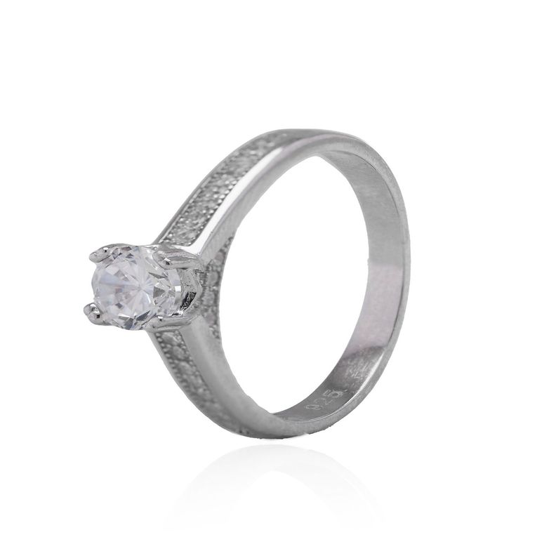 Anillo de Plata Esterlina 925 Riel Circon Clasico-1