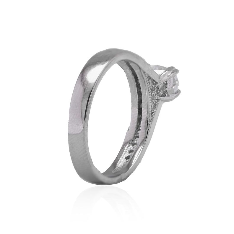 Anillo de Plata Esterlina 925 Riel Circon Clasico-2