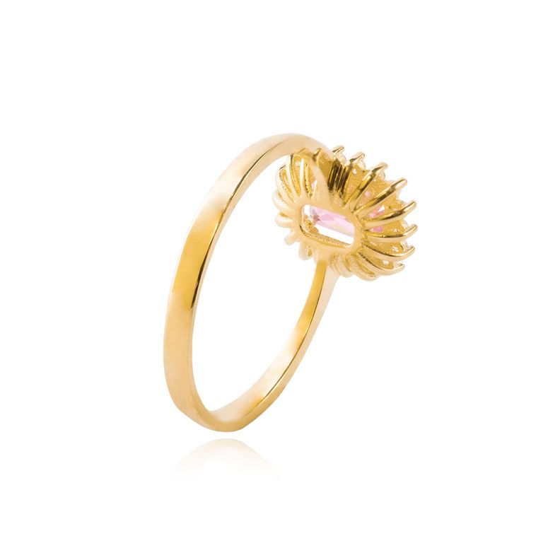 Anillo Compromiso de Oro 18kt Modelo Piedra Rosa de Francia y Circones-2
