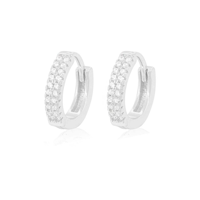 Aros de Plata Esterlina 925 Argollas Doble Riel Circones-0