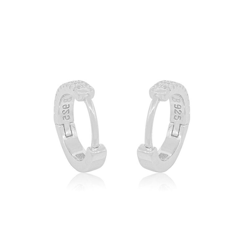 Aros de Plata Esterlina 925 Argollas Doble Riel Circones-1