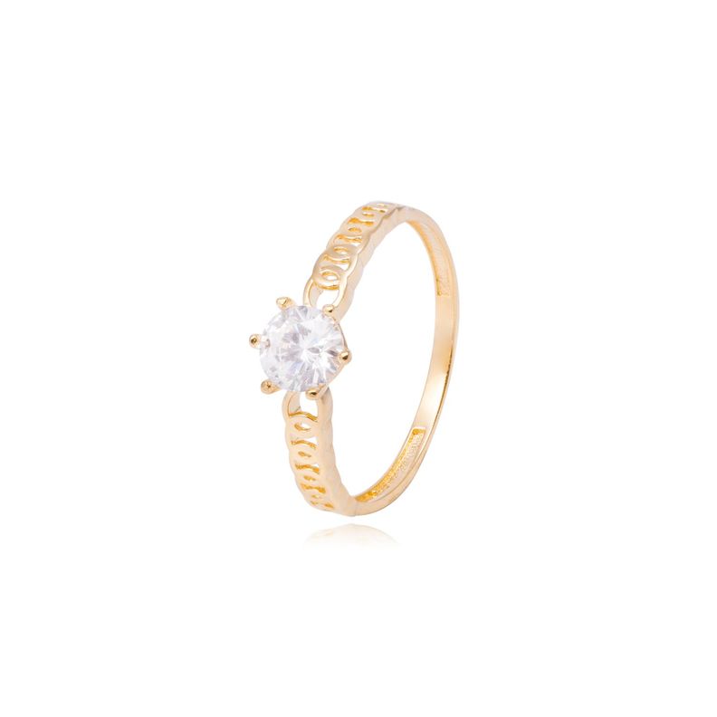 Anillo Compromiso de Oro de 18kt Solitario en espiral-0