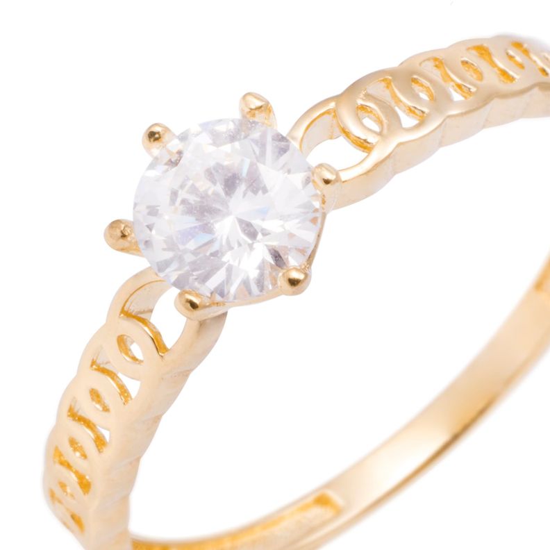 Anillo Compromiso de Oro de 18kt Solitario en espiral-1