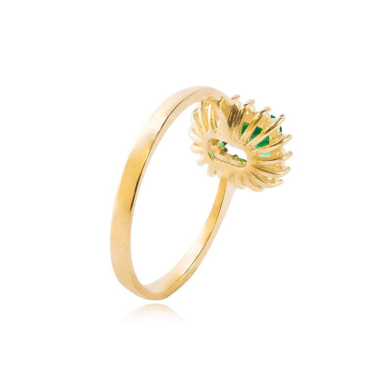 Anillo Compromiso de Oro 18kt Piedra Cuadrada de Circón y Esmeralda-2