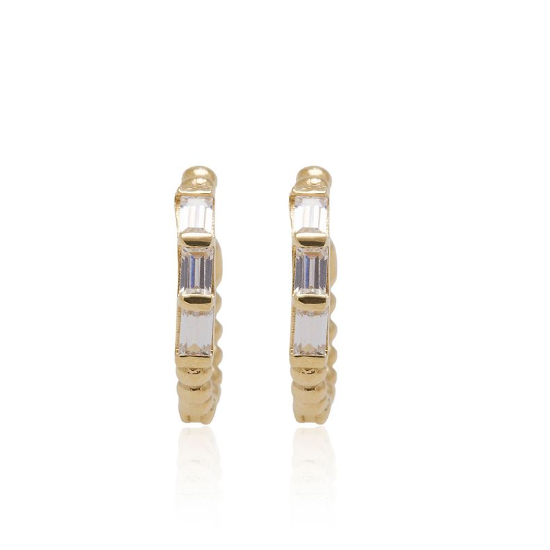 Aros de Oro 18kt Argollas Bolita Circon-0