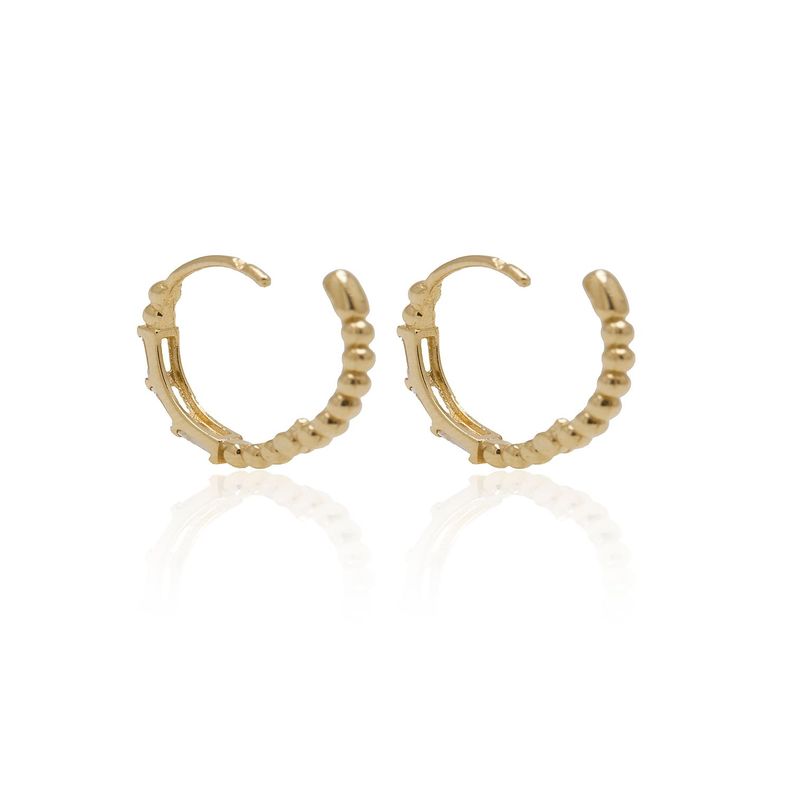 Aros de Oro 18kt Argollas Bolita Circon-1