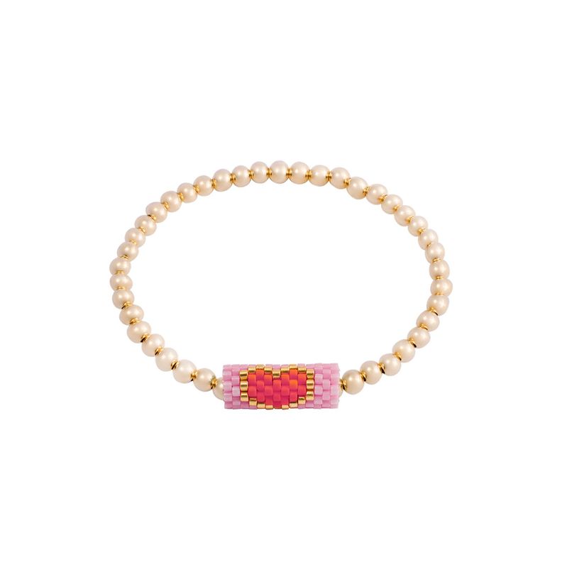 Pulsera Plata Esterlina 925 Corazoncito Pink Revestido Oro 14kt-0