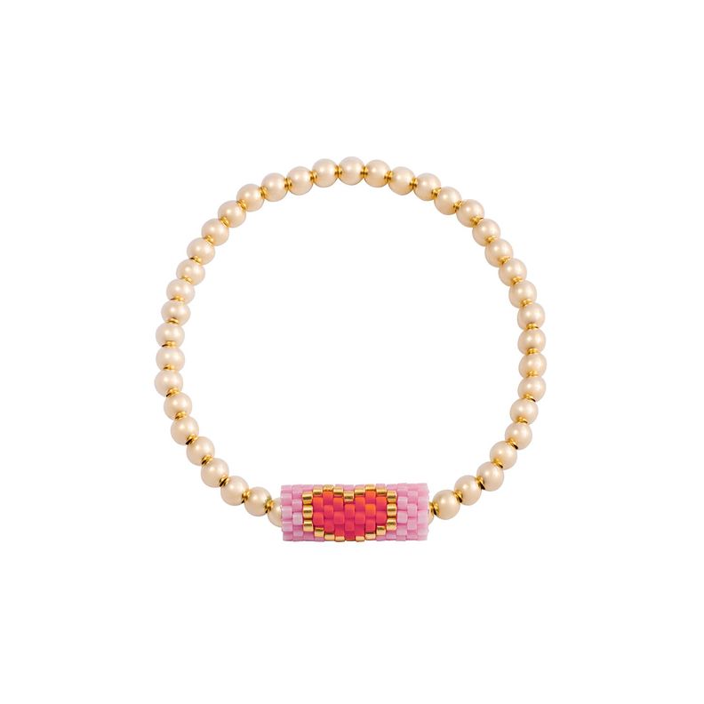 Pulsera Plata Esterlina 925 Corazoncito Pink Revestido Oro 14kt-2