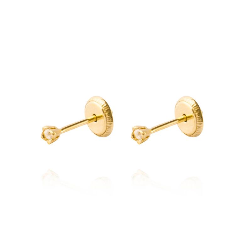 Aros de Oro 18kt Piedra de Circon-0