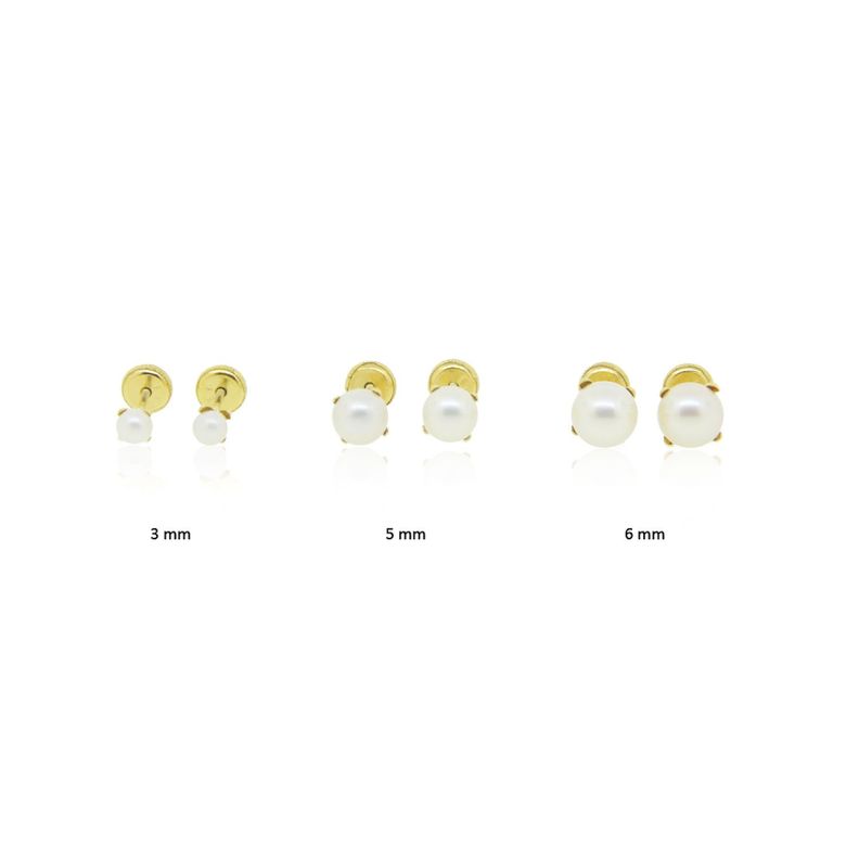 Aros de Oro 18kt Perla Cultivada 4 Grifas 3,0mm-3,5mm-2