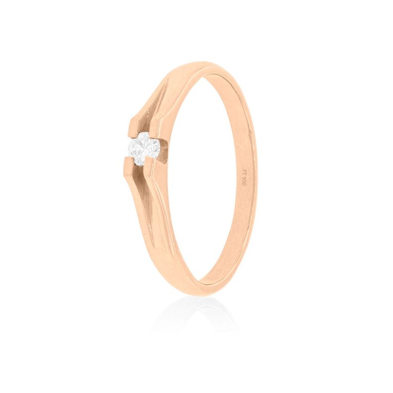 Anillo Compromiso Oro Rosado 18kt  Milán 1x12ptos Diamante-0