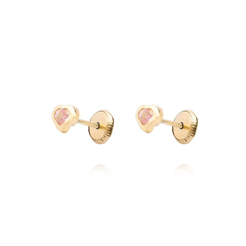Aros de Oro 9kt Corazón Fluido Rosa Francia-0