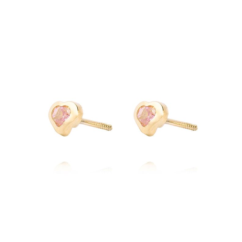 Aros de Oro 9kt Corazón Fluido Rosa Francia-1