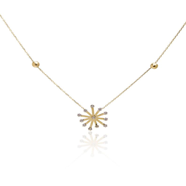 Conjunto de Aros y Collar de Oro 18 kt Modelo Estrella-0