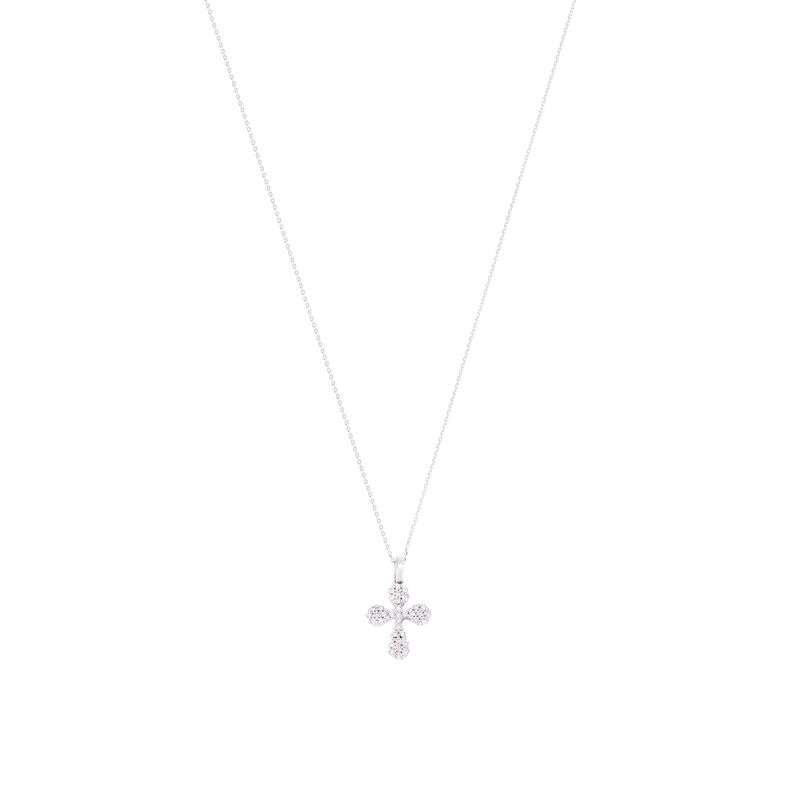 Collar Oro Blanco 18kt Cruz y Diamantes 15 Pts-2