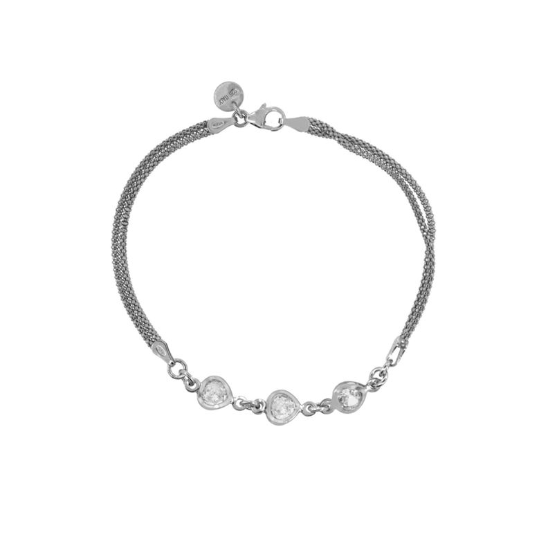 Pulsera de Plata Esterlina 925 Triple Circonita-0
