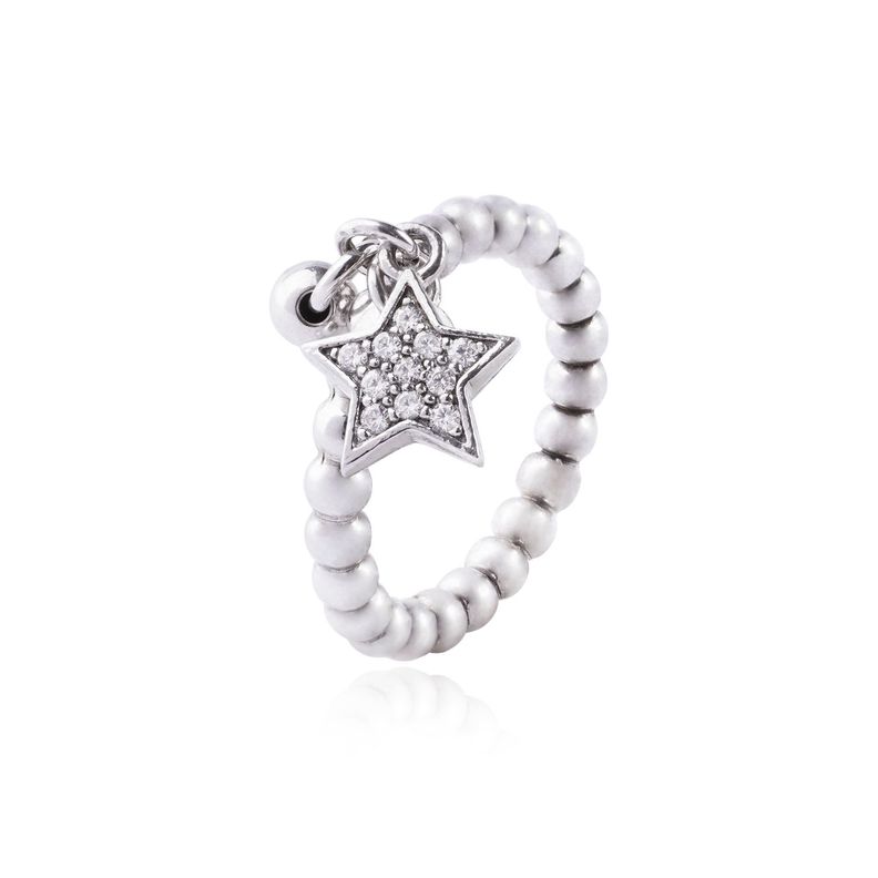 Anillo de Plata Esterlina 925 Colgantes de Estrellas-0
