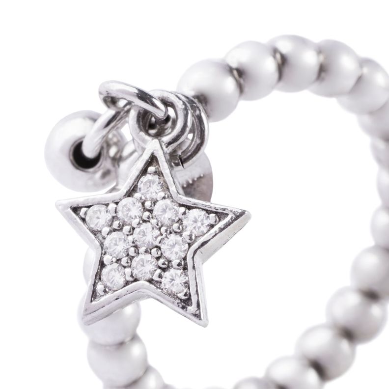 Anillo de Plata Esterlina 925 Colgantes de Estrellas-1