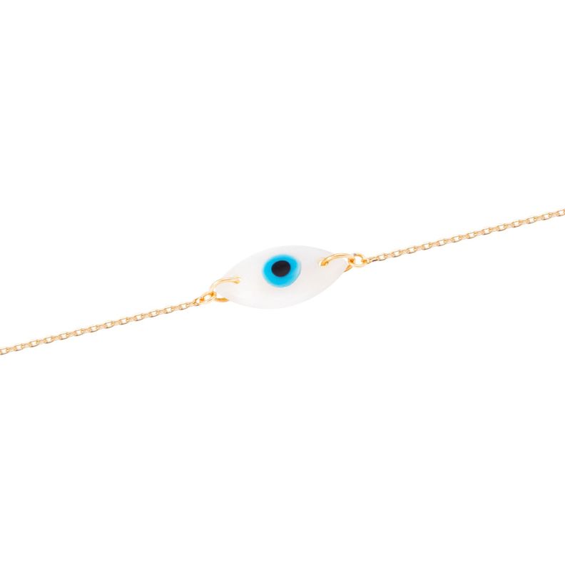 Pulsera de Oro Amarillo 18kt Ojo Turco Diamantes 1x3 Pts-1