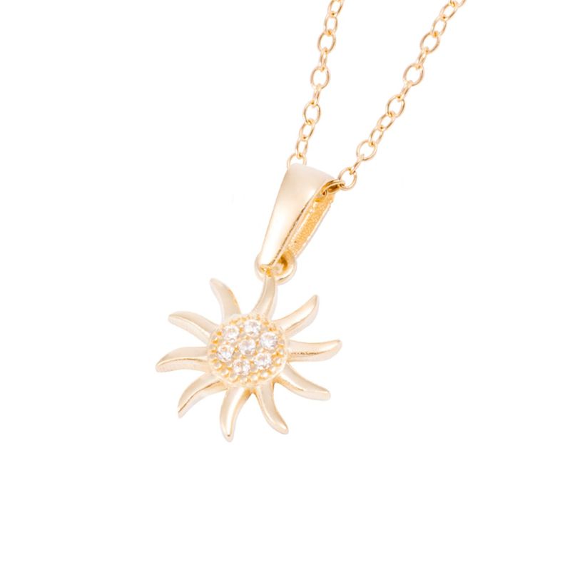 Collar de Oro de 18kt Circonitas Sol-1