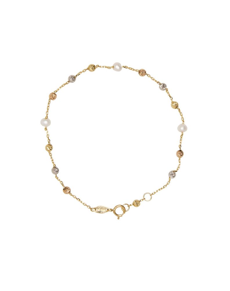 Pulsera de Oro 18kt Tricolor Pelotitas 1013-0