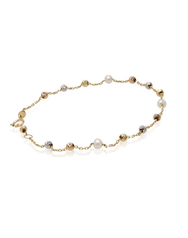 Pulsera de Oro 18kt Tricolor Pelotitas 1013-1