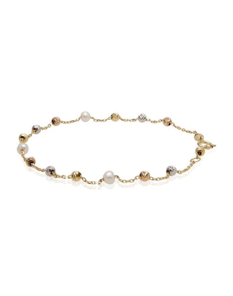 Pulsera de Oro 18kt Tricolor Pelotitas 1013-2