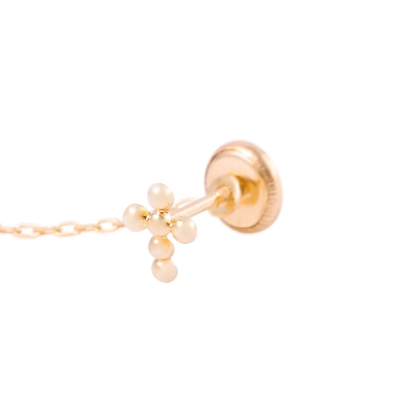 Piercing de Oro de 9kt Circón y cruz con colgante-1