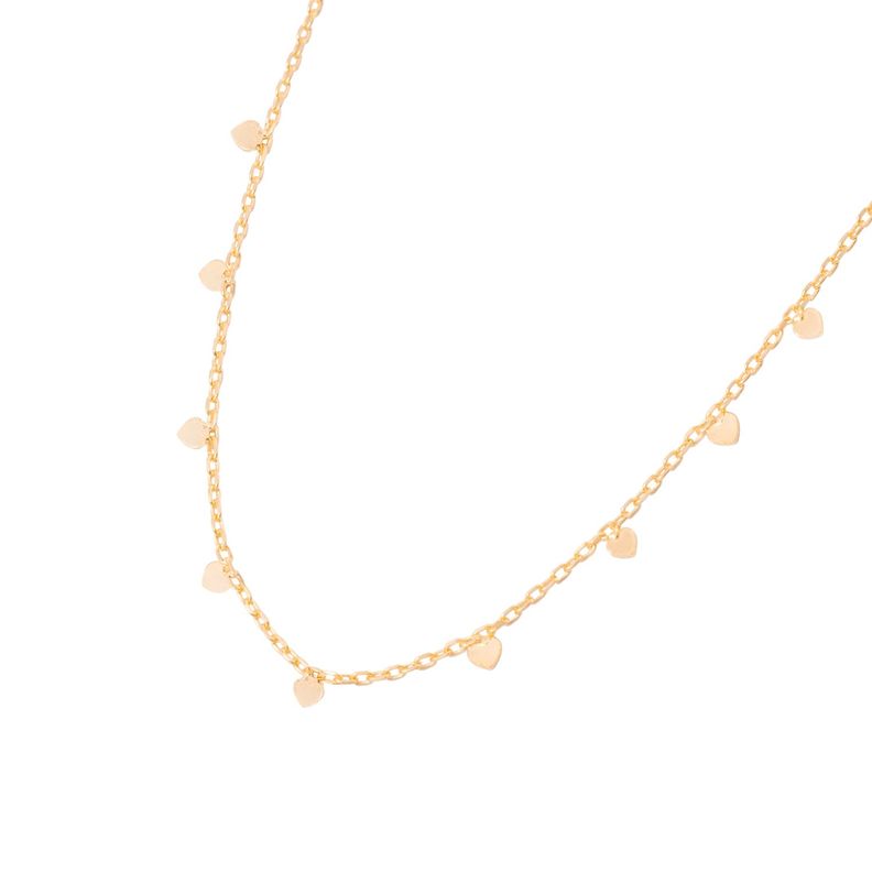 Collar Plata Esterlina 925 Choker Corazones Revestido Oro 14kt-2
