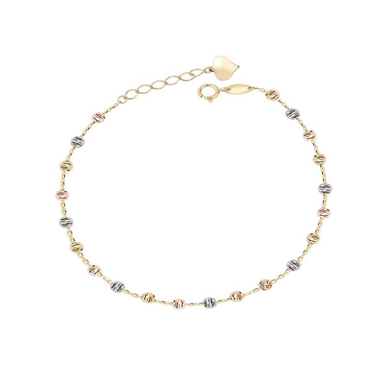 Pulsera de Oro 18kt Bolitas en Tricolor-0