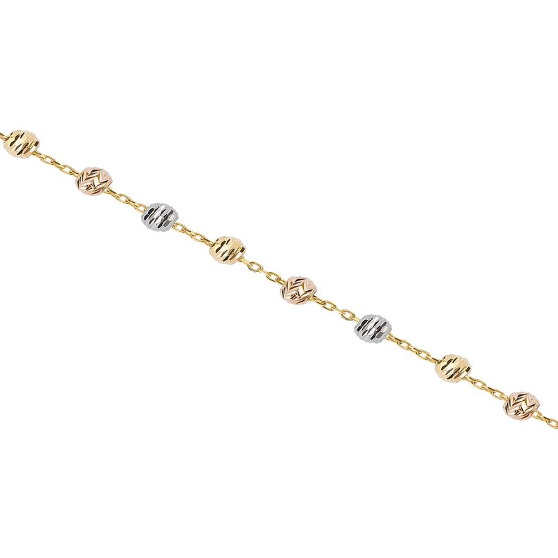 Pulsera de Oro 18kt Bolitas en Tricolor-1