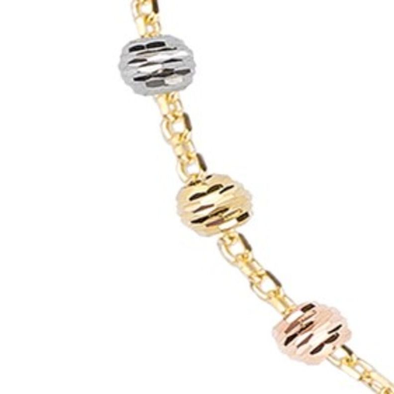 Pulsera de Oro 18kt Bolitas en Tricolor-2