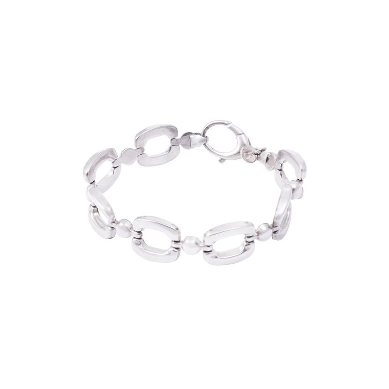 Pulsera de Plata Esterlina 925 Eslabones Geometricos-2