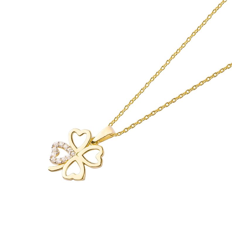 Collar de Oro 18kt Trebol con circones-1
