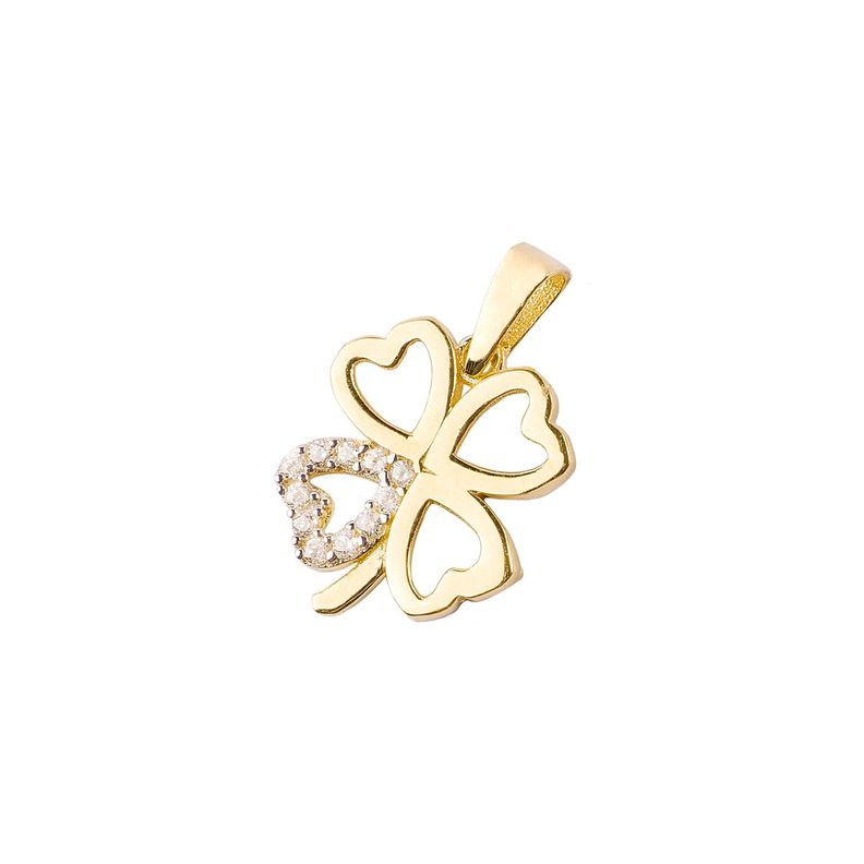 Collar de Oro 18kt Trebol con circones-2