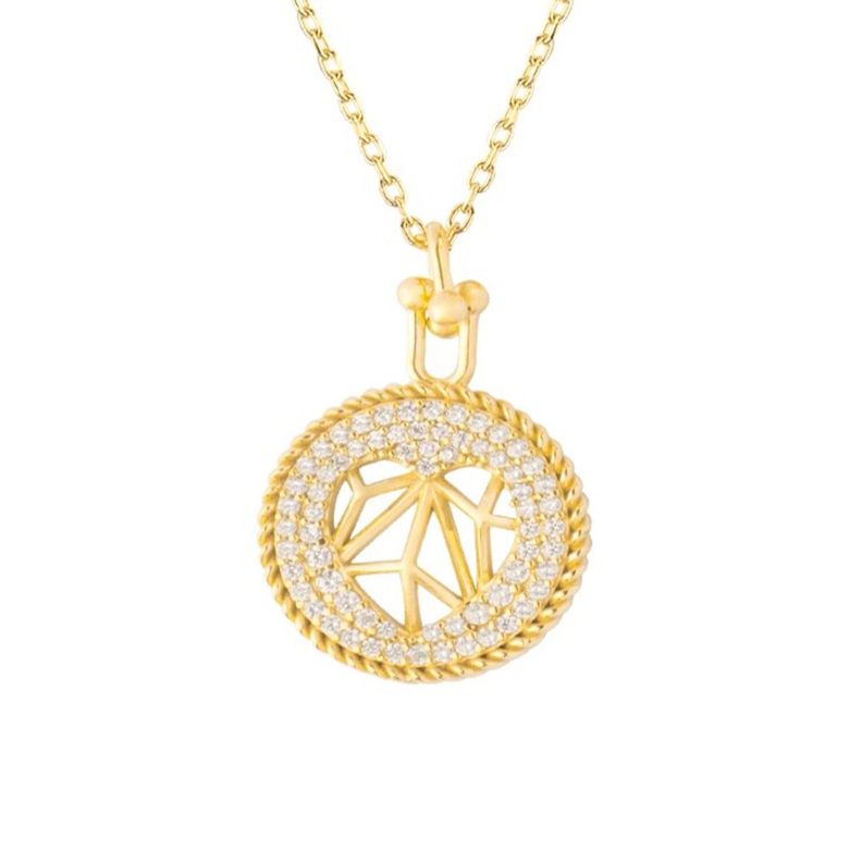 Collar Plata Esterlina 925 Círculo Corazón Revestido Oro 18kt-2