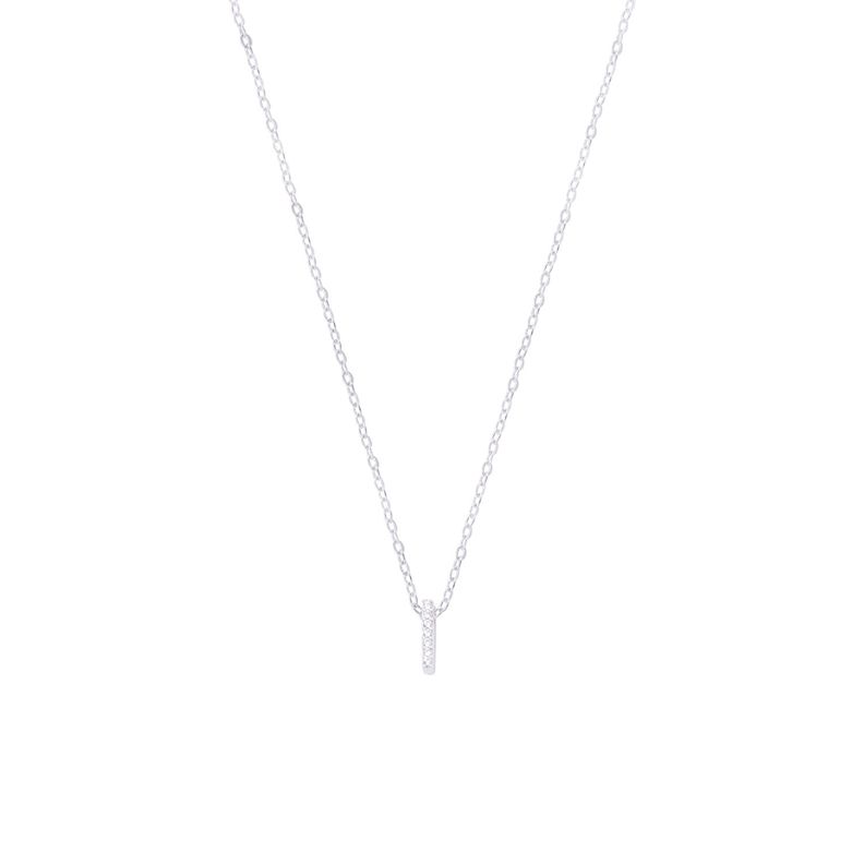 Collar de Plata Esterlina 925 Dije Letra I Circón-0