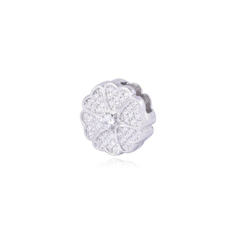 Dije de Plata broche Trébol 6 hojas con circonita-1
