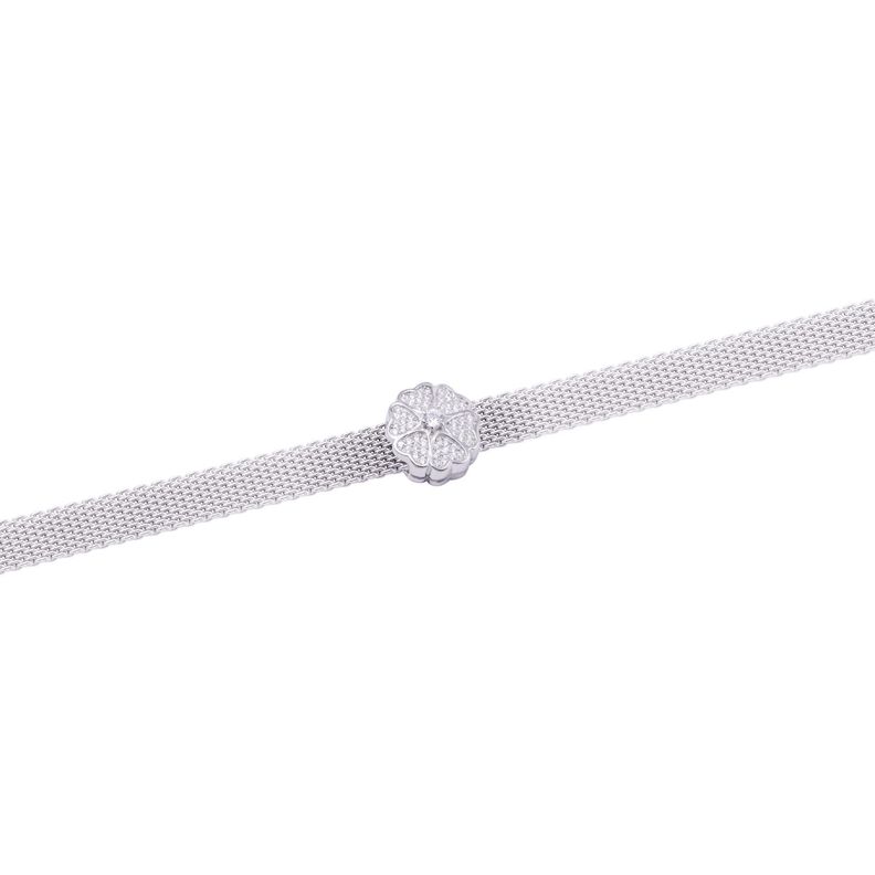 Dije de Plata broche Trébol 6 hojas con circonita-2