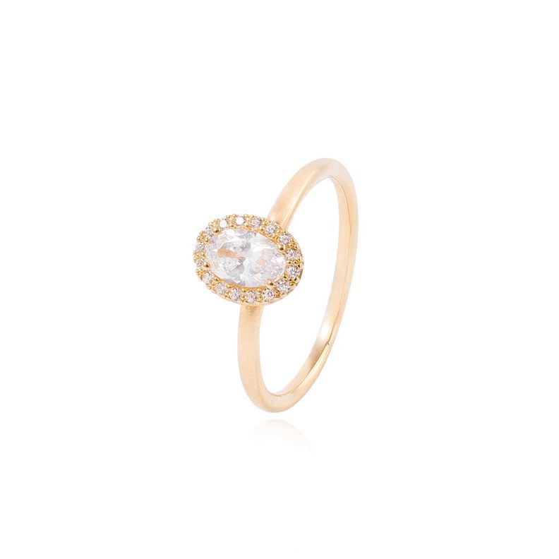 Anillo Compromiso de Oro 18Kt Circon Ovalado 4mm-0