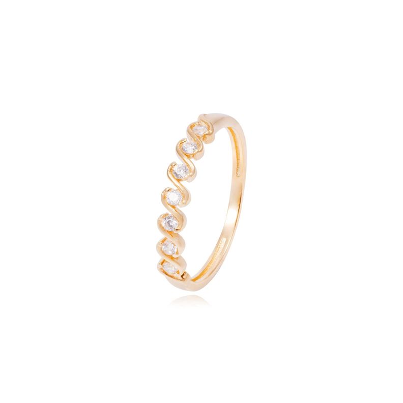 Anillo Compromiso de Oro de 18kt espiral con circonitas-0