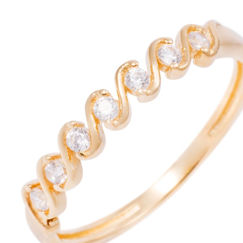 Anillo Compromiso de Oro de 18kt espiral con circonitas-1