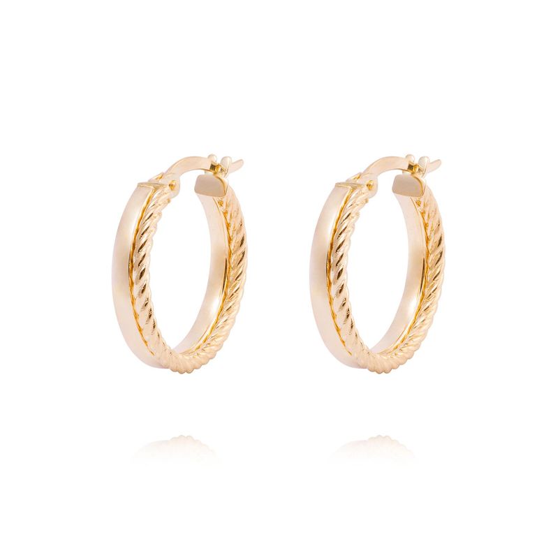 Aros de Oro 18kt Argolla Cadeneta-0
