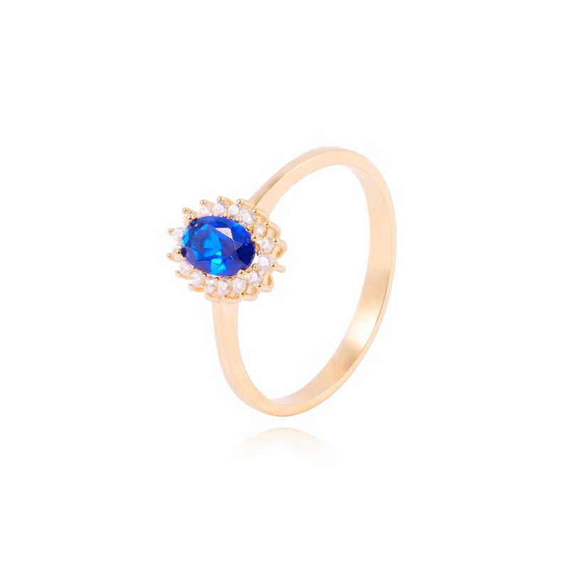 Anillo Compromiso de Oro 18Kt Zafiro Central-0