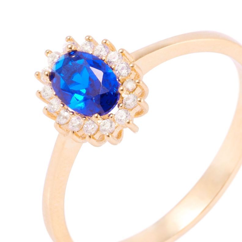 Anillo Compromiso de Oro 18Kt Zafiro Central-1