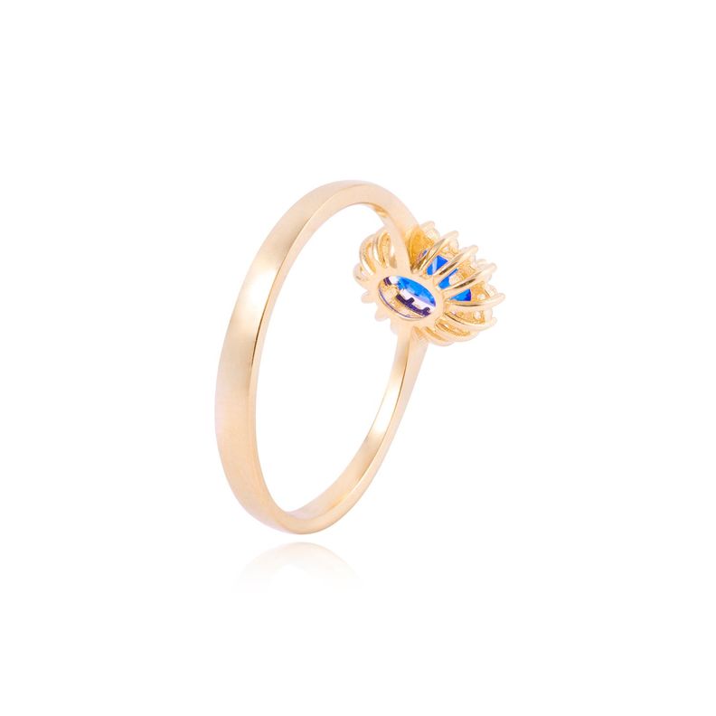 Anillo Compromiso de Oro 18Kt Zafiro Central-2